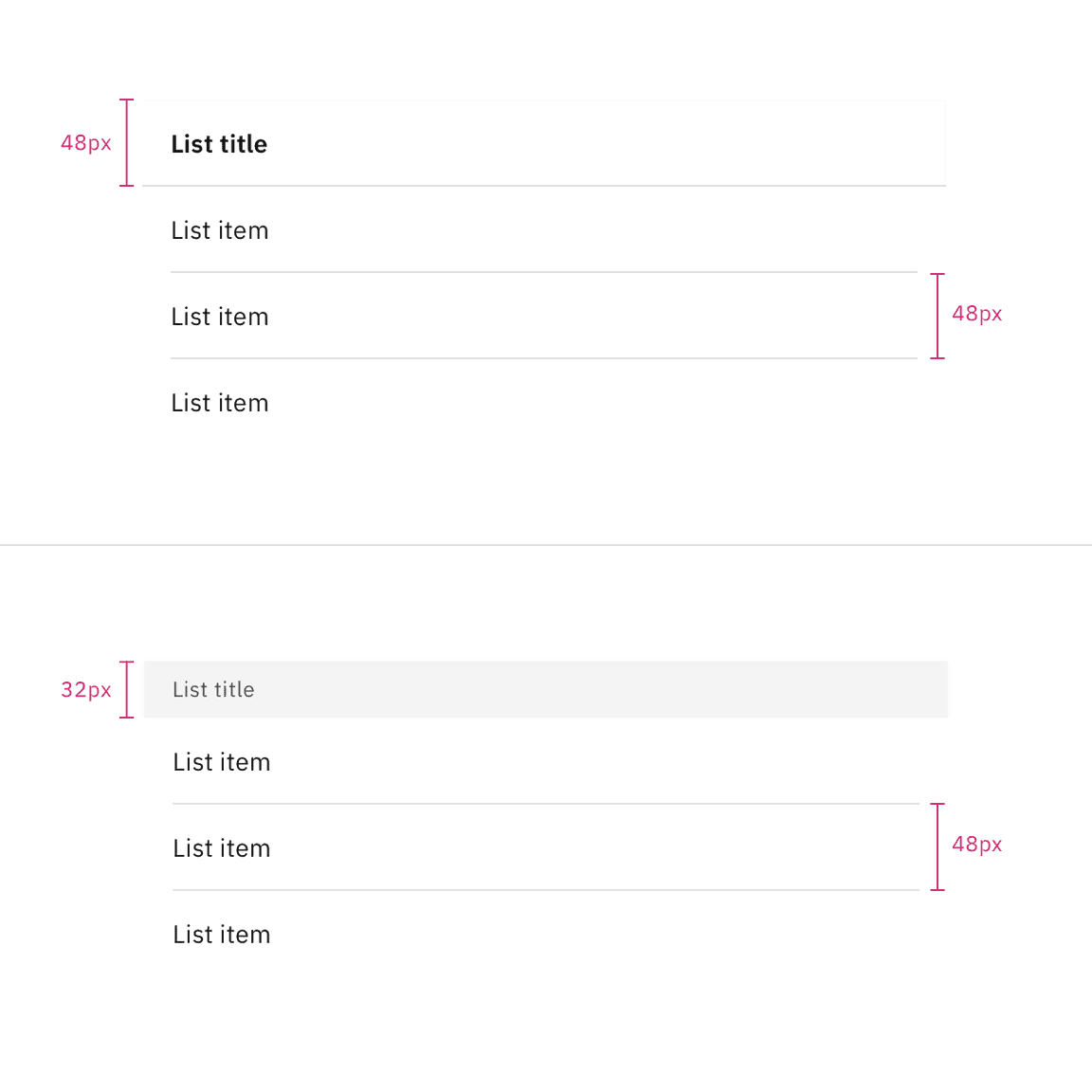 Contained list header height